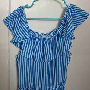Blue Striped Midi Dress